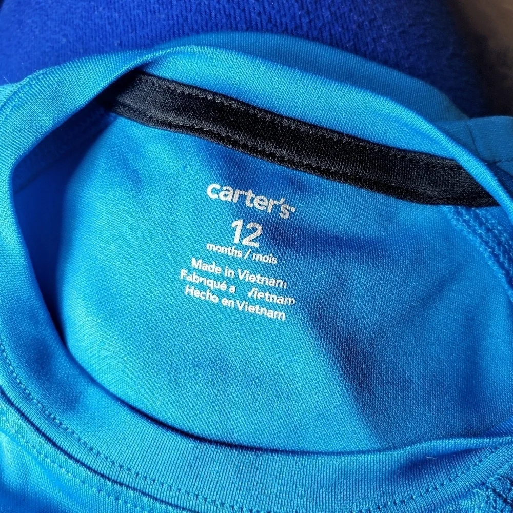Carter's Size 12m Blue Baby Boy Baseball Athletic T-Shirt EUC